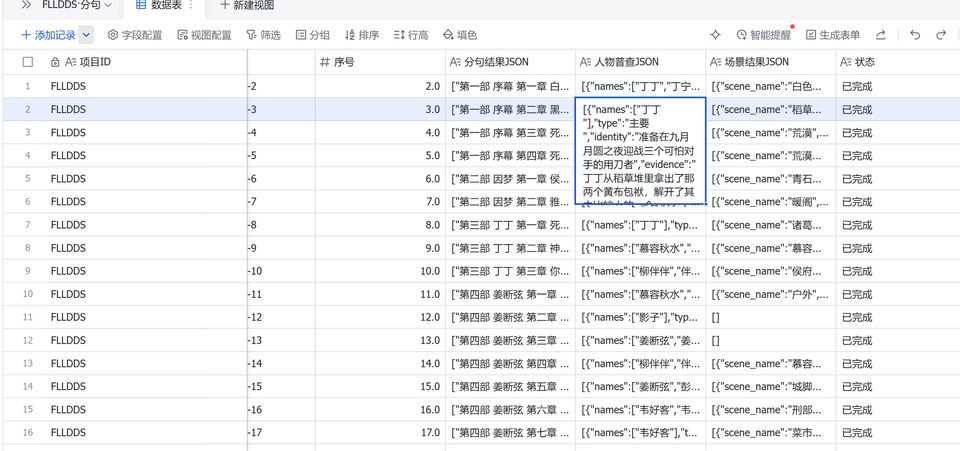 飞书分句表实拍
